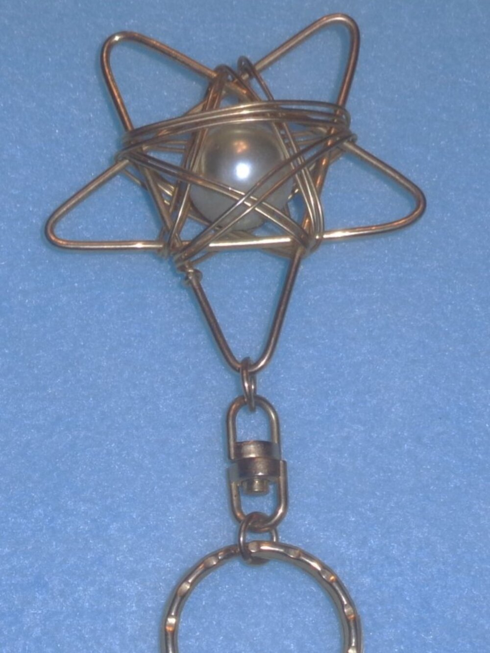 Pearl Star & Heart Charm Keychain Key Ring